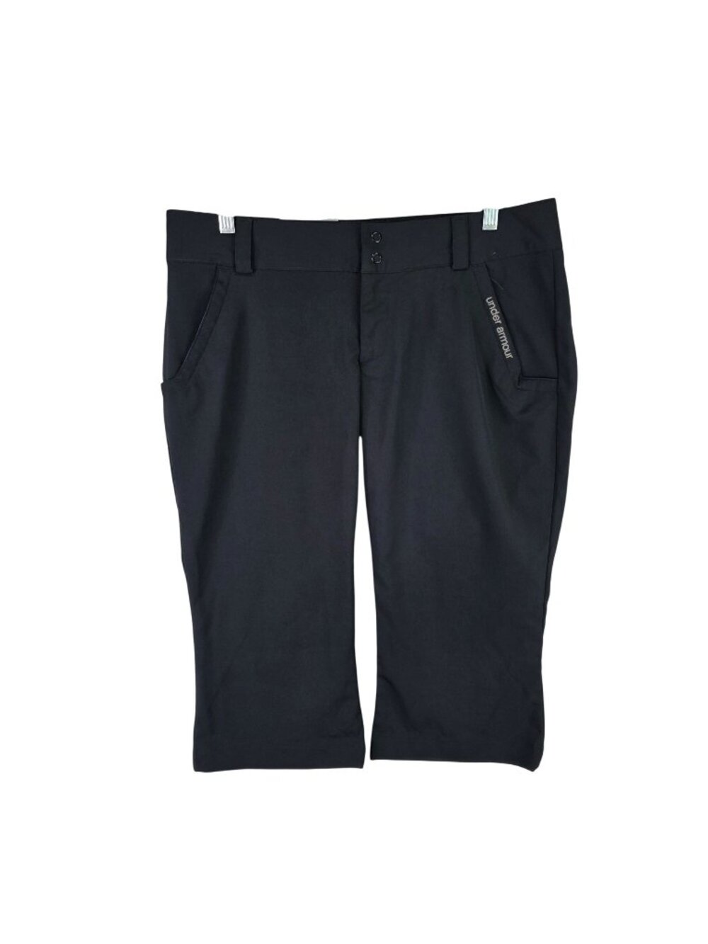 Womens Under Armour Black Performance Bermuda Shorts Polyester Stretch Size 8